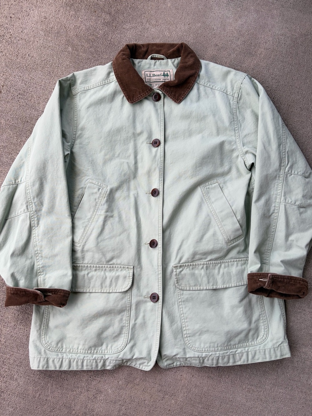 Vintage 90s LLbean pistachio mint light green chore jacket barn coat corduroy - Picture 8 of 9